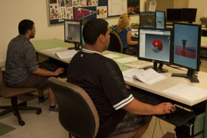 Students work on computers in Computerized Drafting class.