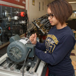 student working in the engineering and automation technology shop