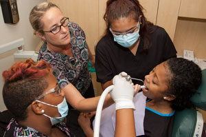 Students receive instruction in Dental Occupations lab.