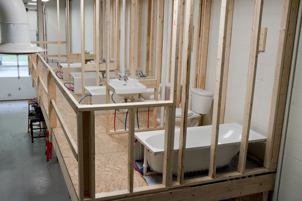 bathroom installations in the plumbing lab